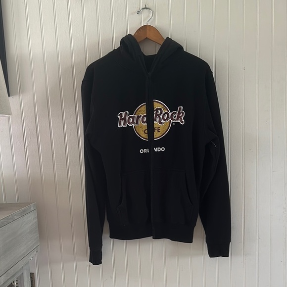 Hard Rock Cafe Black Open Front Hoodie sz M - Picture 3 of 7